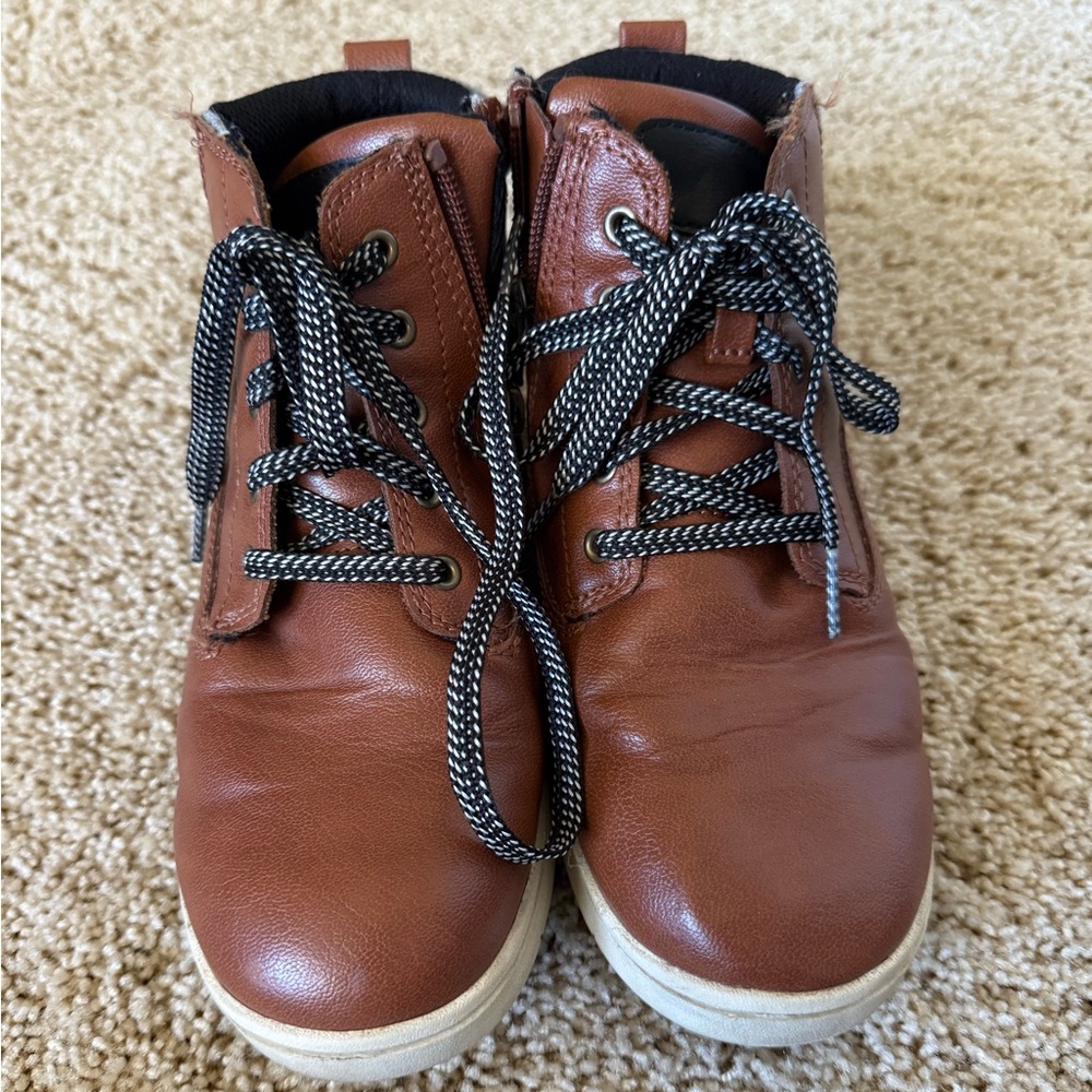Cat & Jack Brown Kids Boots with Black Laces